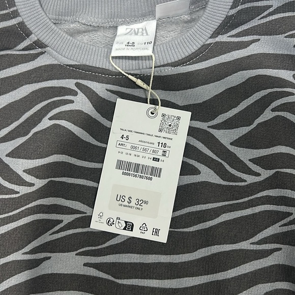 NWT Zara zebra print set, size 4-5 - Picture 4 of 8